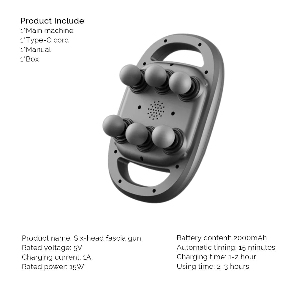 Six-Head Deep Tissue Fascia Gun for Full-Body Muscle Recovery